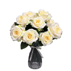 YIWAN Die Königin rose7 Köpfe Königin Rose Künstliche Blumen Für Rosen Blumenstrauß Beige Lila Lavendel Ringelblume Königin Rose