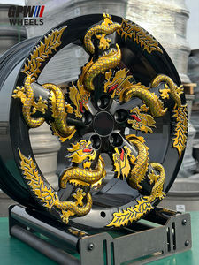 <strong>Hot</strong> Design Custom 3D Engraving <strong>Dragon</strong> Style Forged <strong>Wheel</strong> 5x108 5x114.3 5x120 6x114.3 5 Spokes Gold Rims for Car Modification - Product Image 5