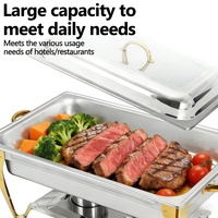 Matériel hôtelier : Ensemble de réchauds de buffet rectangulaires en acier inoxydable 11L, grande capacité, demi-or, pour maintien au chaud des aliments et réchaud à alcool