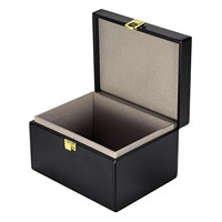 Caja de Bloqueo de Señal RFID Faraday de Cuero PU Negro y Madera, Protección para Llaves de Coche, Escudo Antirrobo, Modelo HY-241009, Hecho en China