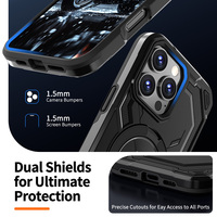Armure robuste TPU PC 2-en-1 porte-anneau en métal magnétique béquille housse de Protection Premium pour IPhone 16 17 Pro Max coque de téléphone