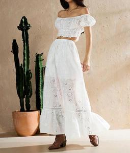 Robes de Style français pour les femmes au printemps été à manches courtes à lacets ceinture minceur doux haut de gamme Texture longues robes - Product Image 1