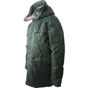 Abrigo polar de nailon estilo militar, parka verde militar con capucha