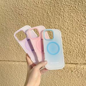 Màu rắn tối giản Halo Magnetic trường hợp điện thoại, bao gồm tất cả, chống thả, dần dần thay đổi màu sắc hình bầu dục trường hợp điện thoại - Product Image 2