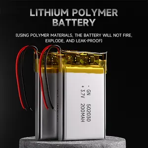 Commercio all'ingrosso, batteria ai polimeri ricaricabili da 3,7 v, batteria ai polimeri di litio da 200mah, batteria lipo al litio 502022
