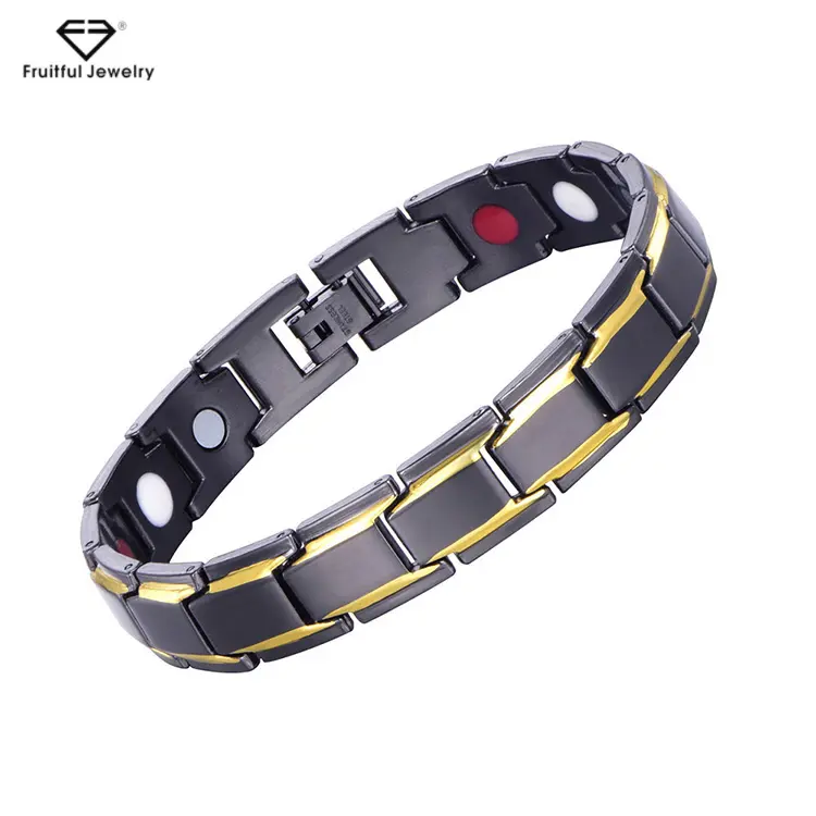 High Quality Fashionable OEM/ODM Hematite Stainless Steel Healing Detachable Magnetic Man Health Care Bracelets