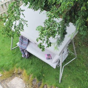 Fauteuil balançoire en métal pour patio extérieur, 3 places, avec coussin, balançoire-lit à auvent réglable, meubles de jardin résistants aux intempéries - Product Image 3