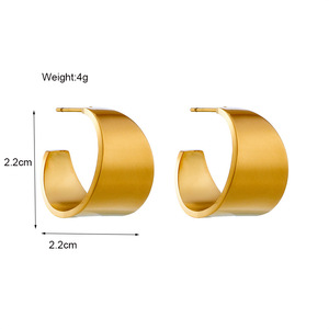 European American Minimalist C Shape Gold Stud Earrings Geometric Design Fashion Jewelry - Product Image 5