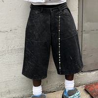 Shorts de travail cargo en daim délavé à l'acide, taille haute, double genouillère, pour hommes, fabriqués sur mesure par YSJY