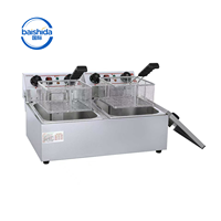Friteuse électrique professionnelle de haute qualité en acier inoxydable 201, à un ou deux bacs, facile à nettoyer, pour restaurant, traiteur, cuisine