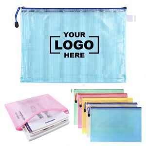 Custom Zipper PVC Mesh File <b>Folder</b> A5 PVC Transparent Grid File Organizer Bag <b>A4</b> Clear Plastic Document Bags for School Business - Product Image 1