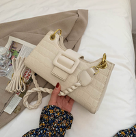 Sac à bandoulière vintage marron personnalisé en cuir PU gaufré crocodile pour femme avec chaîne tressée détachable