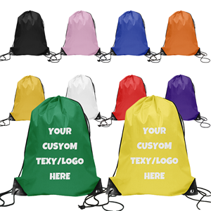 Sacs à cordon promotionnels avec logo personnalisé, sacs à dos en polyester 210D pour les cadeaux de salon professionnel, cadeaux pour clients - Product Image 1