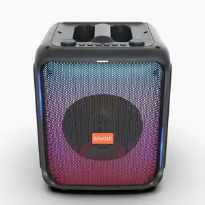 Partybox Haut-parleur extérieur portable Haut-parleur karoke Haut-parleur actif en plastique Lecteur de musique Système audio Party Double 8 pouces Noir