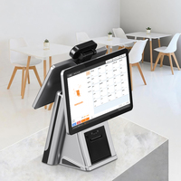 Terminal de point de vente à double écran avec reconnaissance faciale, paiement par QR code et carte pour kiosque libre-service de cafétéria et restaurant