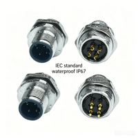 Conector Circular de Latón Chapado en Oro de 5 Pines con Código A, M12, IP67, Resistente al Agua, para Montaje en Panel, Cableado de Sensor PCB, Envío Rápido en 3 Días, con Certificación CE RoHS
