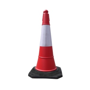 Cônes de signalisation routière flexibles en PVC/PE Shunlu modèle A040 750 mm rouge et noir, haute visibilité, réfléchissants, pour la sécurité routière et les avertissements de circulation. - Product Image 1