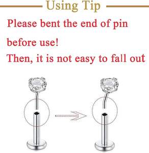 Gaby Blue Opal Implant Grade Al Por Mayor Astm F136 Titanium Labret Earring Top Push Pin Stud Piercing De Titanio Jewelry - Product Image 4