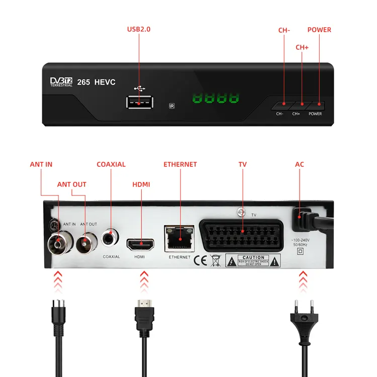 Decodificador de televisão 10bit h265, decodificador de tv por satélite youtube fta, receptor digital