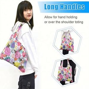 Sac d'épicerie pliable en nylon recyclé polyester écologique personnalisé avec logos - Product Image 6