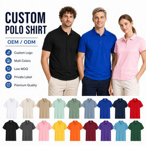 เสื้อโปโลแขนสั้นสีพื้นเรียบ โลโก้สั่งทำได้ สำหรับผู้ชายและผู้หญิง รับผลิตแบบ OEM ODM ผ้าฝ้ายถัก ระบายอากาศได้ดี สไตล์ลำลอง - Product Image 1