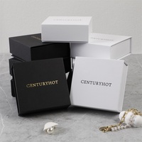 Boîtes magnétiques en gros, emballage blanc avec fermeture magnétique, boîte à bijoux rigide en papier, boîte pliante magnétique de luxe avec pochette bleue