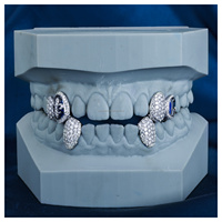Grillz Hip Hop personnalisé à face ouverte, sertissage pavé 4x4, en argent S925, or massif 10k 14k 18k, unisexe, pour dents, avec moissanite, compatible avec les autres fabricants