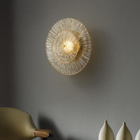 Applique murale LED postmoderne tout en cuivre avec abat-jour en verre rond - Design de luxe pour salon et chambre à coucher