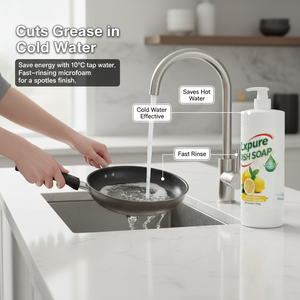 Lxpure Savon Vaisselle Enzymatique <span class=keywords><strong>Naturel</strong></span> Formule Dégraissante Avancée à l'Eau Froide 1000g, Idéal pour Tous Types de Vaisselle Service OEM/ODM Disponible - Product Image 4