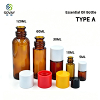 Flacon en verre ambré résistant aux UV de style A & B pour huiles essentielles, 5 ml, 10 ml, 15 ml, 30 ml, 60 ml, 120 ml, emballage cosmétique en verre