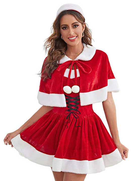 ODM OEM Christmas Costumes for adults and women shawl stage show costume Santa Claus suit Christmas dress