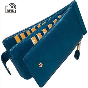 Portefeuille RFID pour femme, grande taille, portefeuille à rabat multi-cartes avec poche zippée, porte-cartes de crédit, pochette pour téléphone avec blocage NFC - Product Image 1