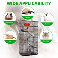 Cage à chat superposée en fer noir simple à monter soi-même avec roulettes, plateformes souples, hamac suspendu et échelles d'escalade pour usage intérieur multi-chats