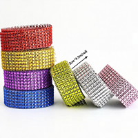 Rubans en maille en gros pour mariages et fêtes, rubans en maille rose et bleu avec strass pour la décoration de gâteaux, rubans en maille cristal
