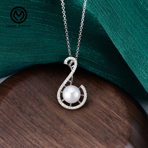 Collier pendentif de luxe XMZ266 <span class=keywords><strong>en</strong></span> argent sterling 925 pour femme, motif note de musique, perle de pain, moissanite 0,215 CT, bijoux fins - Product Image 3