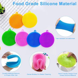 Safe and Dry Fast Silicone Dish Scrubber Silicone Sponge Dish <b>Brush</b> BPA Free Dishwasher Fruits <b>Vegetables</b> Washing and Cleaning - Product Image 5