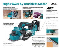 Raboteuse sans fil MAKITA DKP181 18v, raboteuse à main sans fil, 82mm, raboteuse électrique pour le travail du bois