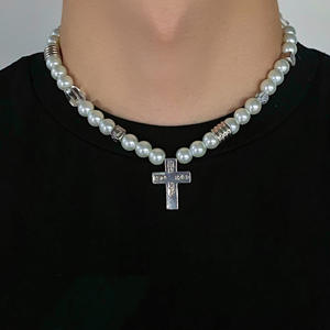 Bijoux haut de gamme hip hop collier de perles croix zircone réglable à l'ancienne pour hommes - Product Image 6