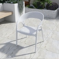 Ensemble de table et chaises d'extérieur en plastique avec structure en acier inoxydable, trois pièces, style ethnique décontracté, résistant au soleil et à l'eau, pour cour