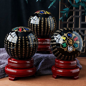 Boule de Sutra du Cœur Prajna <span class=keywords><strong>Paramita</strong></span> en Obsidienne Cristalline Naturelle pour la Décoration 20cm - Product Image 5