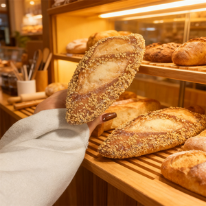 Mini-baguette écologique de 5,3 pouces, modèle alimentaire factice, parfum sésame, pour présentation d'échantillons de pâtisserie, pain intégral, cacahuète - Product Image 2