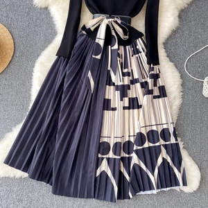 ชุดเดรสแขนยาวผ้าเครปพิมพ์ลายฤดูใบไม้ร่วงฤดูหนาวสำหรับผู้หญิง - Product Image 3