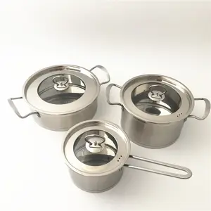 Baming Panela de aço inoxidável para casa Conjunto de panelas para cozinha Caçarolas com tampa - conjunto de 3 peças