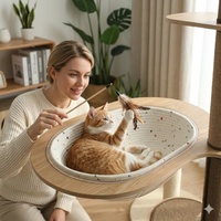 PAIPET Ganzjahres-Ovale PP-Baumwoll-Katzenbettmatte, verdickt, gewebt, warm, atmungsaktiv, kratzfest, abnehmbar, waschbar