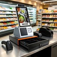 Système de point de vente tout-en-un 10,1'' - Kiosque de paiement automatique - Système de paiement en espèces - Kiosque en libre-service - Caisse enregistreuse avec scanner