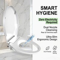 Siège de bidet hygiénique pour la maison, réglable en pression d'eau, sans électricité, en plastique PP, autonettoyant, double buse, ajustement universel