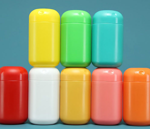 Vente en gros de contenants en plastique HDPE de qualité alimentaire de la marque <span class=keywords><strong>TIMO</strong></span>, à double étanchéité, hermétiques, 100% anti-odeurs, 250 ml, avec bouchon à vis noir, pour bonbons gélifiés - Product Image 1