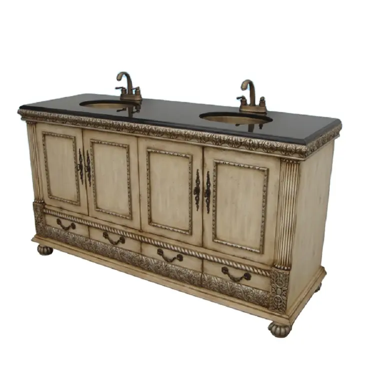 Stile americano classico pavimento in piedi bagno vanity specchio del bagno antico mobile in legno