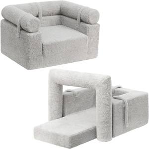 โซฟาเด็กแบบถอดประกอบได้ 2-in-1 ยี่ห้อ Manufacturer พร้อมพนักพิงแบบพลิกได้ เก้าอี้อ่านหนังสือสำหรับเด็กเล็ก หุ้มด้วยผ้ากำมะหยี่เรืองแสงในที่มืด - Product Image 4