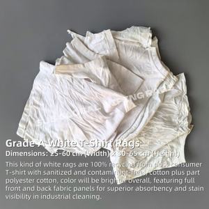 Chiffons en coton blanc de qualité supérieure, 100% coton, fabrication chinoise, pour le nettoyage industriel - Product Image 2